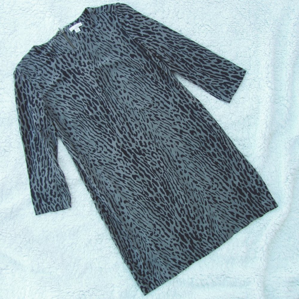 Gap Grey Leopard Print Sleeve Shift Dress Sz 0